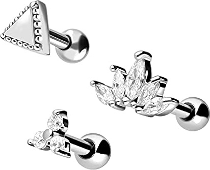 PIERCINGLINE Chirurgenstahl Ohrpiercing Set |SPAR-SET | Piercing Schmuck Ohr Stecker Helix | Farbauswahl