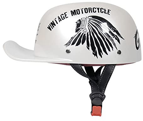 Woljay Jethelm Motorradhelm Baseball Kappe Jahrgang Halbhelm Retro Männer Frauen für Zerhacker Kreuzer Straße Roller Moped Jet - DOT Zertifiziert (X-Groß, Indian)