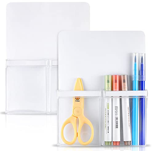 MoKo Magnetischer Stiftehalter, 2 Stück Marker Organizer Whiteboard Magnetische Stift Halterung mit 2 Fächern Schulbedarf für Schulleben Kühlschrank Spind und andere magnetische Oberflächen - Weiß