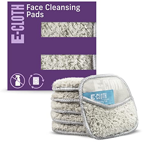 E-Cloth Face Cleansing Pads, 6 Premium Microfiber Makeup Remover, Ideal for removing Makeup, Foundation, Mascara, Lipstick, 100 Wash Promise