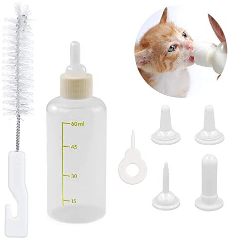 TAIHE Aufzuchtflasche Katze - 60ml Haustier Babyflasche Kit, Haltbares Silikon Milch Feeder Neugeborene Pet Welpen Katze Milch Fläschchen