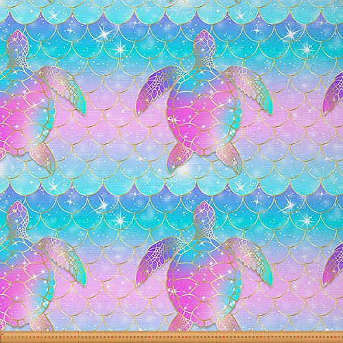 Meeresschildkröten Stoff Meterware Meerjungfrauen Schuppen Polsterstoff Wilden Reptilien Meerestiere Stoff Drinnen Draußen Stoff Kinder Mädchen Jungen DIY Kunst Wasserdichter Stoff 92 x 150 (HxB)