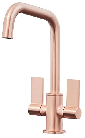 Liquida W18CP Twin Lever D Shape 360 Swivel Spout Copper Kitchen Mixer Tap