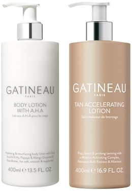Gatineau - Lozione abbronzante accelerante e lozione per il corpo AHA Duo per viso e corpo (400 ml) + lozione per il corpo AHA (400 ml))