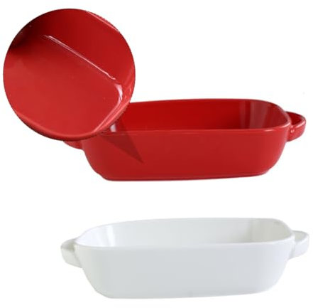 BESTonZON 2pezzi Pirofila Ceramica Ovali Per Cucina Teglia Per Cheesecake e Zuppa Design Elegante e Pratico Per Dessert e Cottura Forno