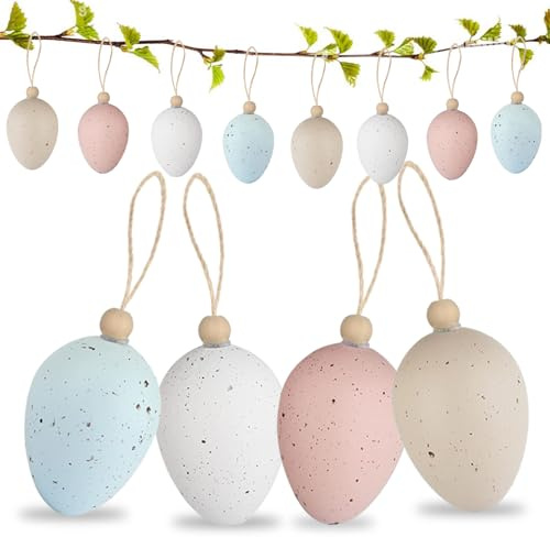 24 Pezzi Uova di Pasqua Decorative, Appese Uova di Pasquali Decorazioni, Uova per Albero di Pasqua, Uova di Pasqua Decorazioni Elegante Ornamenti da Appendere Feste Decorazione