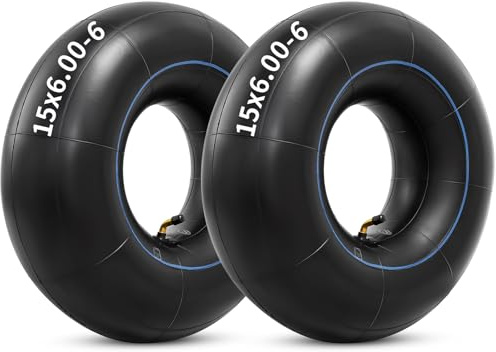 Heavy Duty 15x6.00-6 Butyl Schlauch mit TR87 Winkelventil, Premium Ersatz 6.00/6.50-6 Aufsitzmäher Reifen Schlauche Fit für Schneefräsen Handwagen Rasentraktor Schubkarren traktor und mehr(2 Stück)