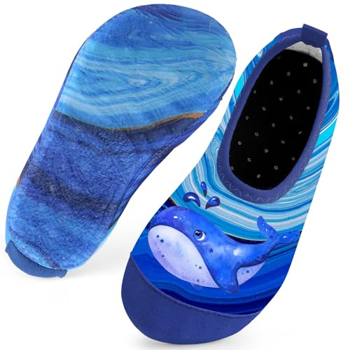 WateLves Kinder Badeschuhe Schwimmschuhe Wasserschuhe Jungen Baby Strandschuhe Aquaschuhe Schnell Trocknend für Beach Pool(Wale Blau24/25)