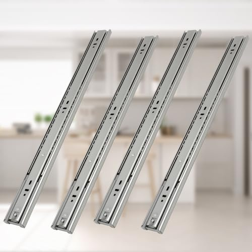 Fiqops Schubladenschienen 500mm, Vollauszug 45 KG Tragfähigkeit, Stabil Schubladenauszug mit kugelgelagerten, Schubladenschienen Softclose, Leichte Montage 4 Stück(2 Paar)