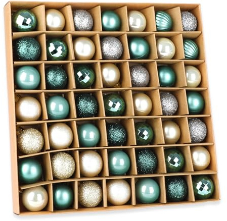 VEYLIN Christmas Baubles - 49pcs 3cm Mini Shatterproof Ornaments for Small Xmas Tree Decoration (Gold and Green)