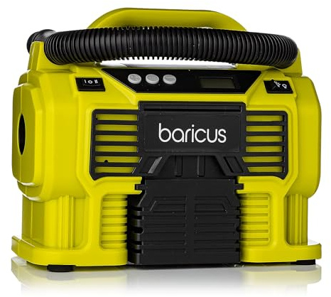 Baricus Hybrid-Kompressor 12V / 18V / 230V – Max. 11 Bar – Digital mit Abschaltautomatik – Kompakt & Vielseitig – mit Adapter-Set – B-Ware