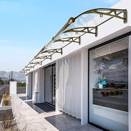 Vordach für die Haustür,Außenmarkise,gewölbte Aluminium-Türmarkise,transparente Polycarbonatplatte,Fenstermarkise,Schutz vor Regen,Terrassenüberdachung,Sonnenschutz (80 x 70cm/31 Zoll x 28 Zoll,80cm)