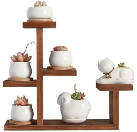 SHCHNA Blumenregal Blumenständer Pflanzenständer Holz Desktop Anlage Stehen Indoor Fensterbank Anlage Regal Tisch Pflanze Halter Blume Display Pflanzenregal Blumentreppe