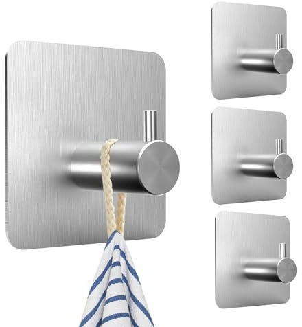 SURFOU Gancio Adesivo Ganci Adesivi Bagno, Set Di 4 Appendini Asciugamani Da Muro Attacca, Porta Appendiabiti Appendino Resistenti Appendi Accappatoio Attaccapanni Adessivo, Per Parete Cucina Abiti