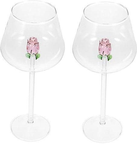 SHOWERORO Copas De Vino Tinto De Cristal Rosado 650 Ml, Copa De Cristal Borgoña, Vidrio Reutilizable, Set De 2 Piezas, Para Bar y Uso Doméstico Fiestas