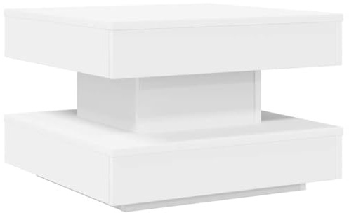 vidaXL Soffbord 360 grader vridbart vit 50x50x34,5 cm, ändbord, vardagsrumsbord, soff bord, sidobord, sido bord, accentbord, mittbord
