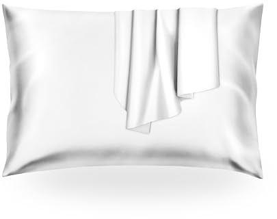 FOTIKOO Funda de Almohada de Seda 100% Morera 16 Momme（75 x 50 cm）, Transpirable y Antifrizz, Beneficios Antiarrugas para Piel y Cabello, con Cremallera Oculta (1, Blanco) (1, Blanco)