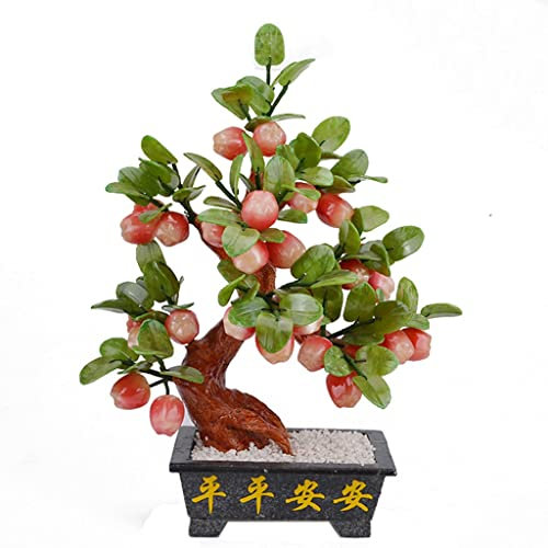 erkebspm Bonsaï en Pot de Jade pour Faire Une Fortune, Pommier, décoration de Salon, de Maison, Arbre Artificiel Feng Shui, Ornements, Cadeaux, Arbre Feng Shui sûr
