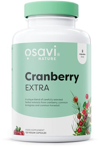 Osavi Cranberry EXTRA – 120 Vegan Capsules | Extract from cranberry (Vaccinium macrocarpon) fruit | Standardised to 40% proanthocyanidins (PACs) | Enriched with knotgrass and common horsetail extracts