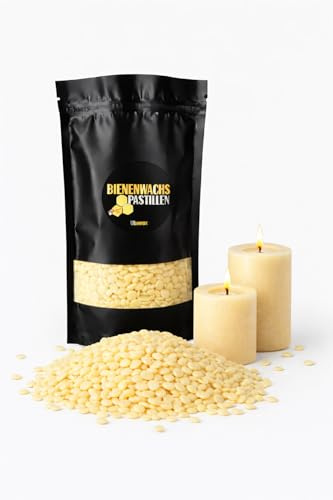 Ubswax Pastiglie di Cera d'api per Fai da Te – Profumo Naturale di Cera d'api, Versatile per Candele, Cosmetici e Sabbia per Candele (Bianco, 500g)