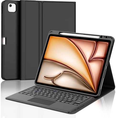 Occtingkind Tastiera con Touchpad per iPad Air 13 M2/M3 2024/2025, Custodia con Tastiera Magnetica Bluetooth, Trackpad Multi-Touch, Italiano Layout, USB-C, Senza Retroilluminazione, Nero