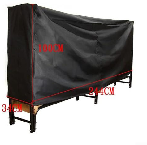 Waterproof Firewood Cover for 8ft Log Rack Outdoor Storage with Reinforced Handles and Dual Air Vents Designed to Protect Wood from Weather Elements