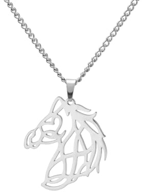 kkjoy Collar de Caballo de Acero Inoxidable Colgante Cabeza de Caballo Joyería para Hombre Mujer Amantes de los Animales (Plata)