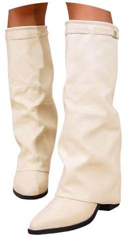 Bottes mi-Hautes pour Femme,Bottes Femme,Occidentales Hautes Longues Danse Party Confort Chaude Chaussures Boots Doublure Chaud