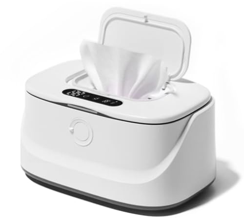 Baby-Feuchttuchwärmer, 3 Heizstufen & Nachtlicht, USB-C Baby Feuchttücher Heatsbox Schnell Erwärmender Feuchttücher Wärmer, Tragbarer Wipes Heizbox für Auto, Babyzimmer, Reisen (22×14×11 cm)