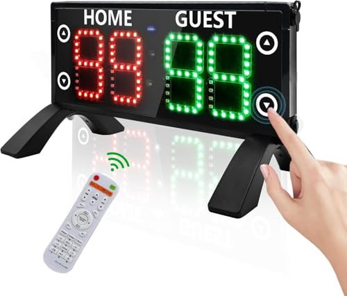 YZ Electronic Scoreboard with Countdown Clock, Portable Digital Scoreboard with Remote, High-Brightness Score Keeper for Outdoor Games/Cornhole/Basketball/Ping Pong