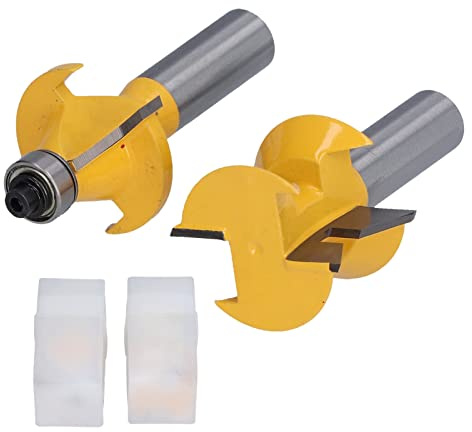 Respicefinem 2Pcs Tongue Groove Router Bit 120 Degree With Banding Woodworking Chisel Cutter Tool 1 2 Inch Shank For Precision Joinery And Cabinet Making