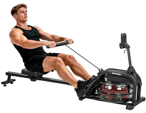 SPORTNOW Wasser Rudergerät für Zuhause mit LCD Display Handyhalterung | Komfortabler Sitz, Vertikale Lagerung, Wasserrudergerät Rudermaschine für Heimfitness