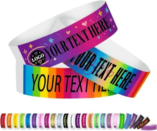 JJ GRADGOWN Personalised Paper Wristbands with Text/Logo | Waterproof Bands for Events, Paper Wristbands for Events, Festival, Wedding, ID
