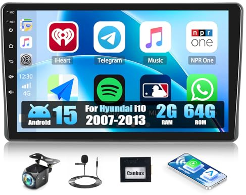 [8-kärnig 2+64 GB] CAMECHO Android-15-bilradio med trådlös CarPlay för Fiat Panda 2003–2012 med navigering DSP 9-tums skärm 2-DIN radiomottagare GPS WiFi Bluetooth FM/RDS backupkamera Canbus