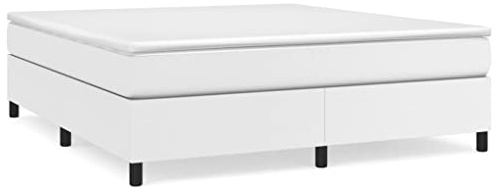 mtlskopl Boxspringbett 160x200 Weiß Kunstleder mit Taschenfederkernmatratze und Topper Modernes Design Robust und Langlebig für Schlafzimmer Gästezimmer Jugendzimmer