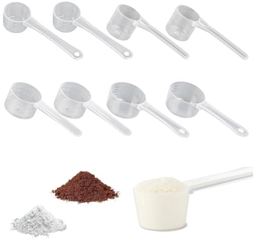 UYVPAER 8 Stück Messlöffel Dosierlöffel Transparent Mit Skala 5G 10G 20G 25G Flacher Boden Für Backen Kochen Kaffee Waschpulver