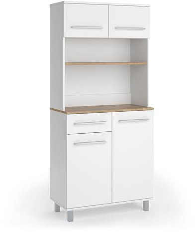 Vicco Köksbuffé Pure, Vit/Hantverks ek, 80.2x177 cm