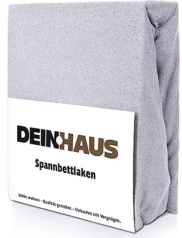 DH DEIN.HAUS Frottee Weiches Spannbetttuch 140 x 200 cm – Baumwolle, mit Gummizug, pflegeleicht, Bettlaken – Farbe: Schwarzgrau