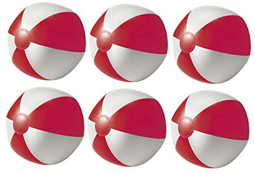 noTrash2003 Set aus 6 Aufblasbare Wasserbälle Strandbälle Beachball Urlaub Beach Strand Pool (Rot)