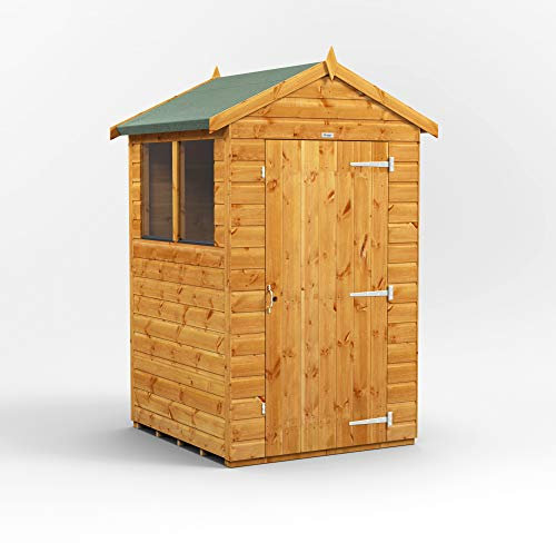 POWER High Grade Premium Apex Garden Wooden Shed with Security Features, PVC Window Sills, Door & Window Flexibility, made from Extra Thick Timber & Toughened Glass