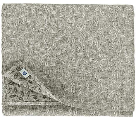 Linen & Cotton Luxus Jacquard Damast Tischdecke Tischtuch Tischwäsche Isla - 100% Leinen, Weiß/Weiss Schwarz (140 x 250 cm) Festliche Rechteckige Lang für Home Küche Dekoration Gastronomie Hochzeit