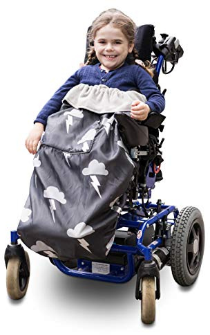 Bundlebean Cosy pour fauteuil roulant enfant – Nylon imperméable doublé polaire, poche avant chauffe-mains, sangles réglables – Ajustement universel pour fauteuil roulant et poussette à besoins