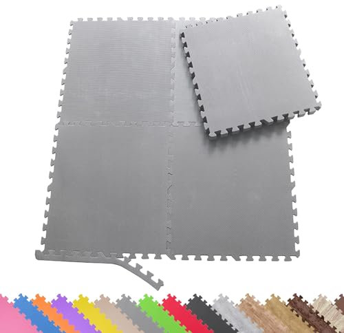 Sporttrend 24® 18 Schutzmatten + 36 Randstücke Set Farbwahl 60x60x1cm | 6,48qm | Bodenschutzmatte Sportmatte Gymnastikmatte Puzzlematte Fitnessmatte Unterlegmatte Bodenmatte Trainingsmatte Yogamatte