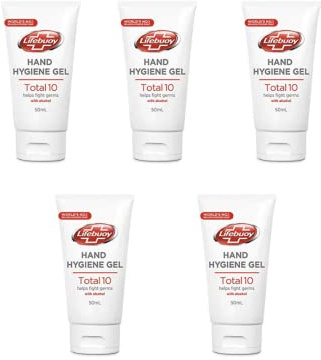 5 x Lifebuoy Hand Hygiene Sanitiser Gel - 70% v/v Alcohol - 50ml