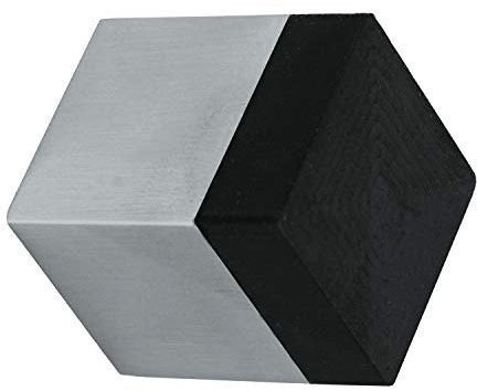 49.990.01 Aperit Edelstahl Wand-Türstopper | Türpuffer | Eckig | 25 x 25 x 30mm | Design | Komplett | Gummi Puffer Schwarz