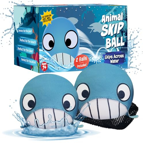 Whale Skip Balls – Outdoor-Spiele für Kinder, Kleinkindspielzeug, Baby-Badespielzeug für Kleinkinder, 3–4 Jahre, Junge, Mädchen, Geschenke für Sohn, Tochter, Poolspielzeug für Kinder, 3–10 Jahre