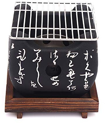 Holzkohlegrill Im Japanischen Stil, Tragbarer Rechteckig Tischgrill Mit Drahtgitter-Grill BBQ Schlammofen Mit Grillmatte, Mini Grill Faltbare Grill Für Garten Camping Park Festivals Party (Quadrat)