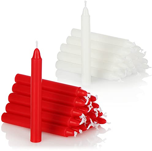 com-four® 40x Velas para árboles de Cera - Velas para árboles de Navidad, Velas para árboles de Navidad, Velas piramidales para Navidad, Ø 11 x 105 mm (40 Piezas - Rojo. Blanco)