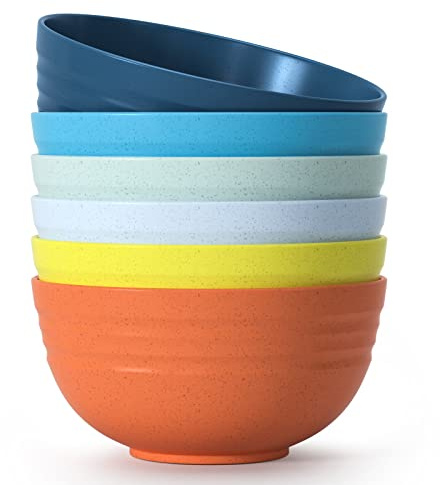 Homestockplus [Set of 6] 68 Oz Salad Bowls Large Serving Bowls Unbreakable Ramen Bowl for Salad, Soup, Ramen, Noodle, Oatmeal, Snack Apply to Kitchen, Freezer,Dishwasher & Microwave Safe