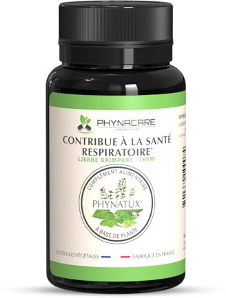 TOUX - APAISE LES VOIES RESPIRATOIRES : THYM et LIERRE GRIMPANT - 30 Gélules VÉGÉTALES, origine 100% naturelle - fabriquées en France - PHYNATUX